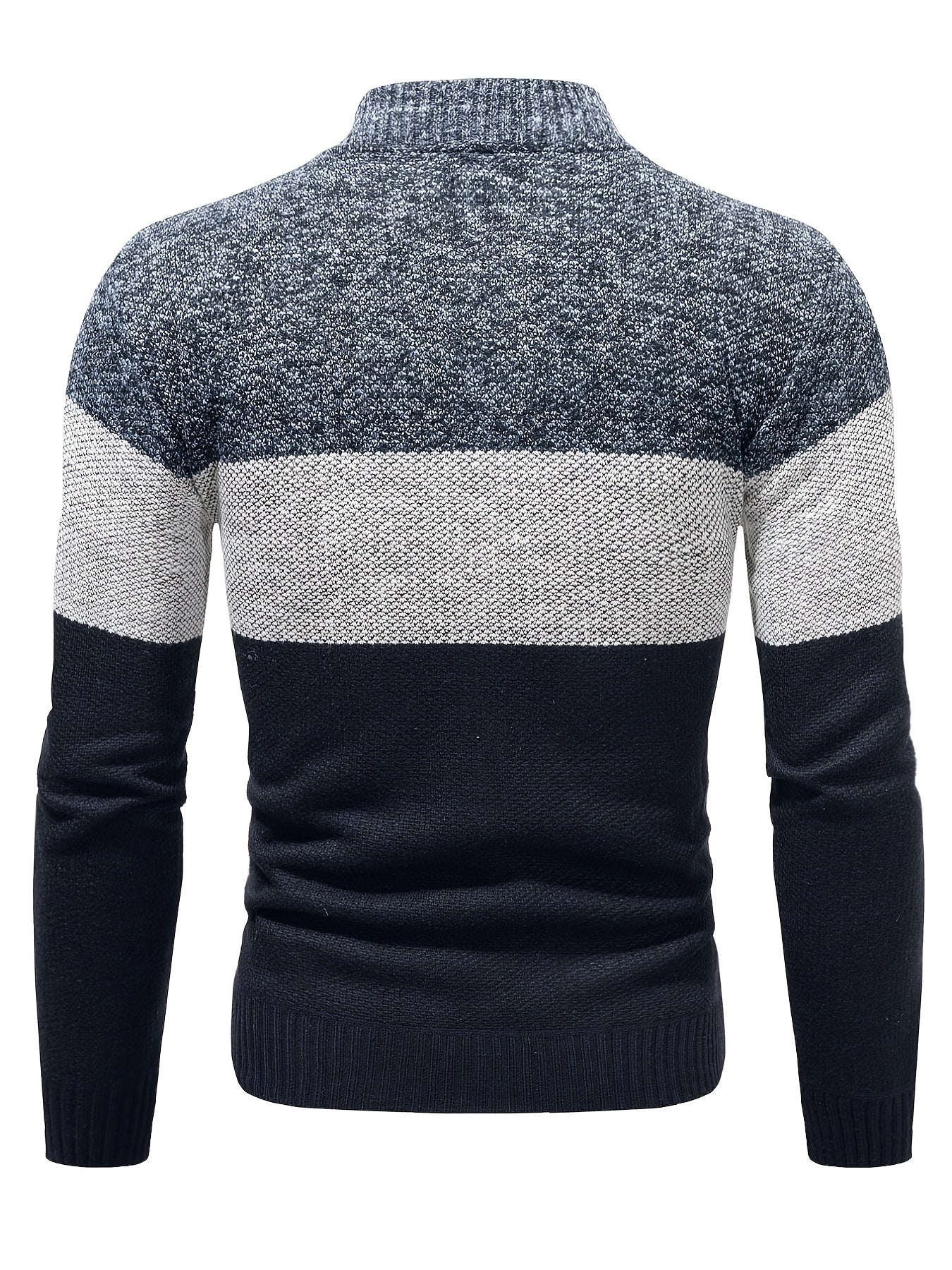 Men's Full Zip Cardigan Sweater Cable Knit Stand Collar Thick Jacket