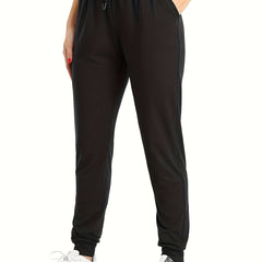Women's Plus Solid Elastic Drawstring Joggers with Pockets