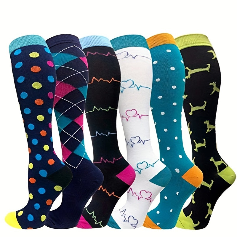 6 Pairs Sport Compression Stocking Running Hiking Socks For Men