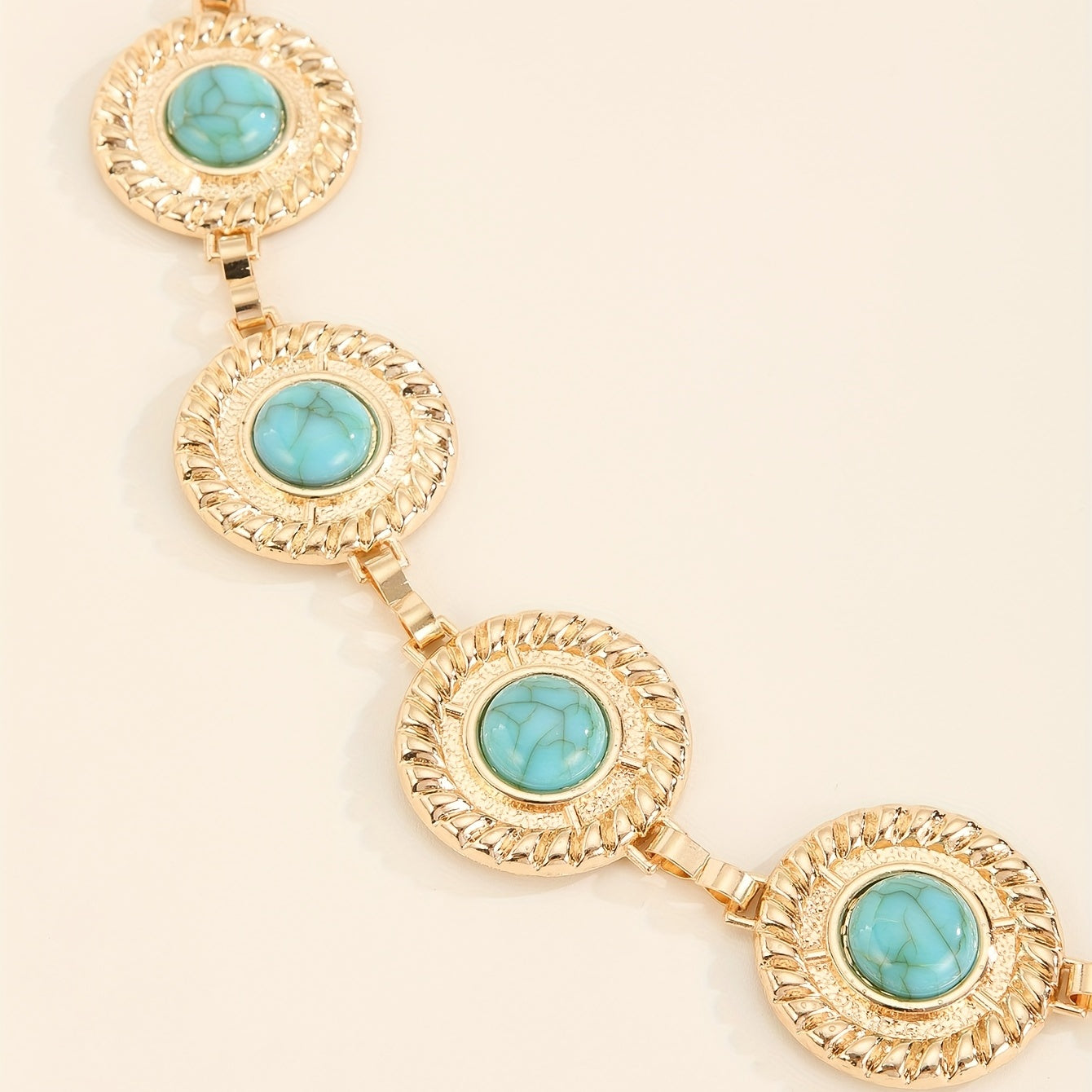 Boho Turquoise Waist Chain Vintage Metal Round Piece Body Chain
