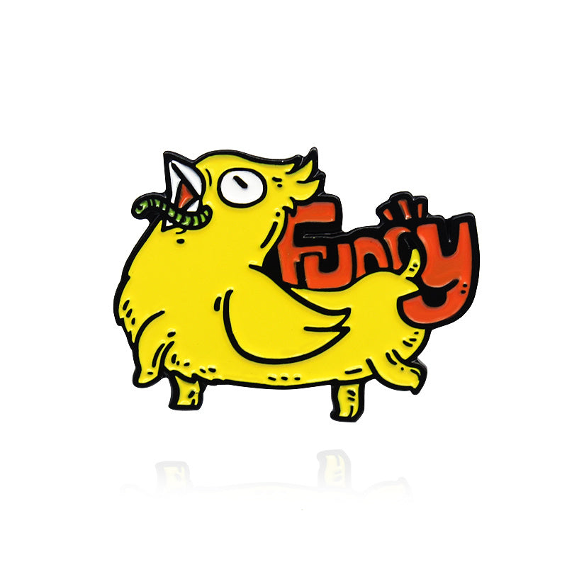 Funny Chicken Head Dog Body Green Monster Cartoon Brooch