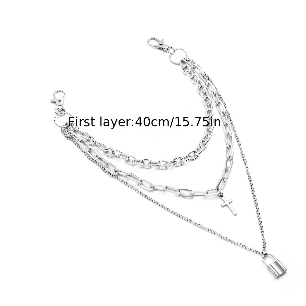 Lock And Cross Pendant Metal Chain Men's Waist Chain