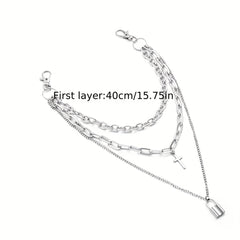 Lock And Cross Pendant Metal Chain Men's Waist Chain