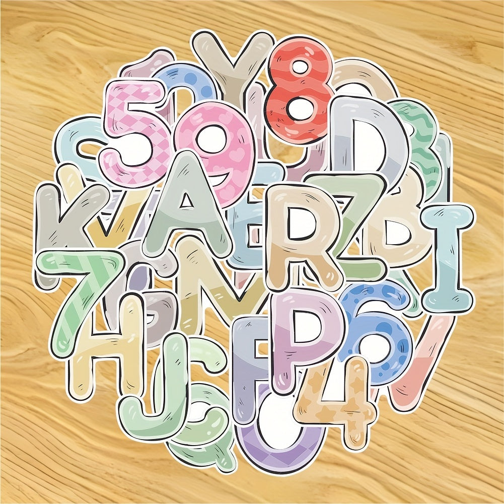 36pcs Cartoon Letter Stickers for Cups Notebooks Mobile Phones Furniture
