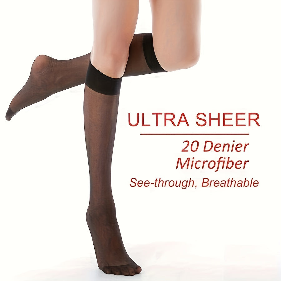 6 Pairs Solid Knee High Socks Women's Stockings