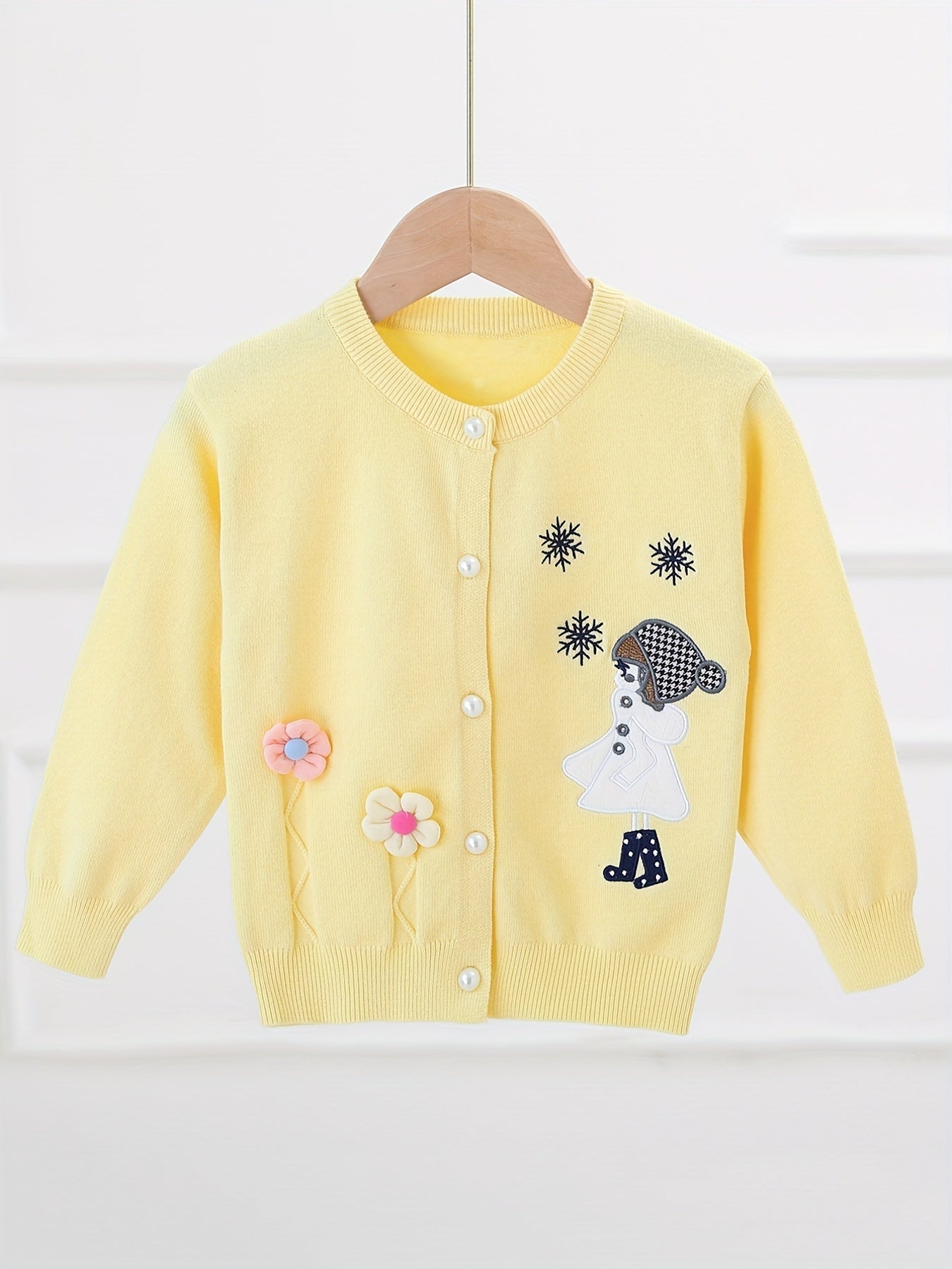 Girls' Embroidery Button Down Knit Cardigan Sweater