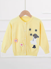Girls' Embroidery Button Down Knit Cardigan Sweater