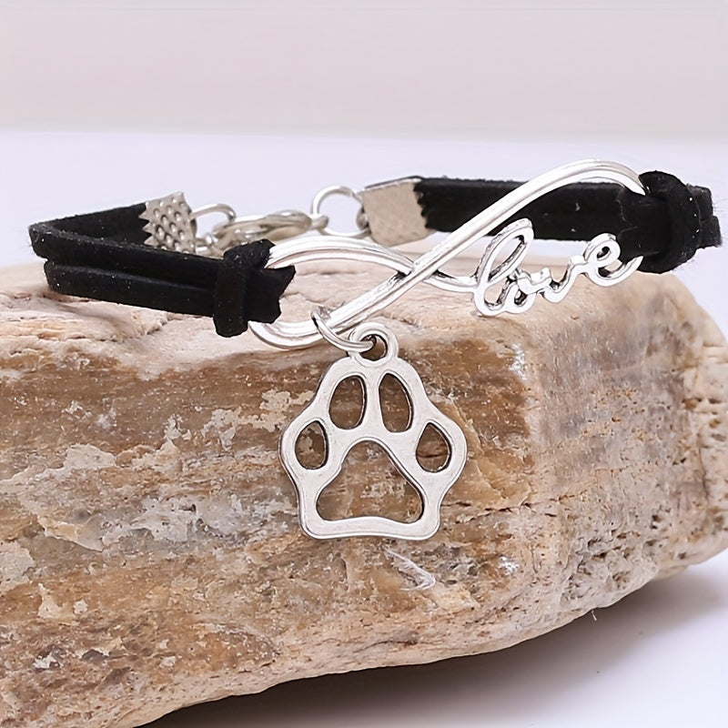 Pet Memorial Bracelet Number 8 Shape Dog Paw Charms