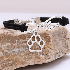 Pet Memorial Bracelet Number 8 Shape Dog Paw Charms