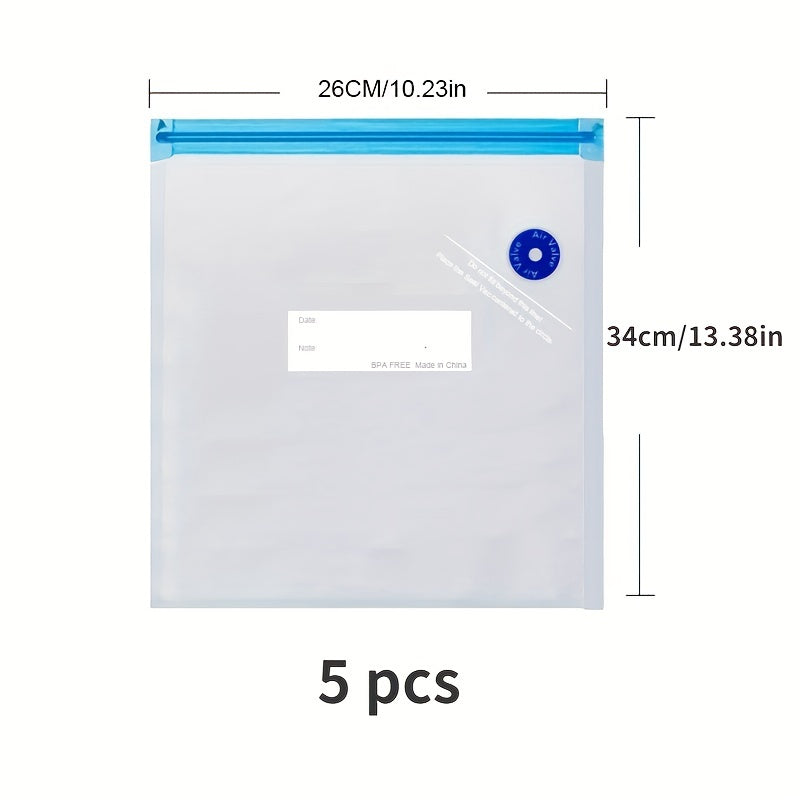 5pcs Reusable Vacuum Sealer Bags Food Storage Household Kitchen Accessories