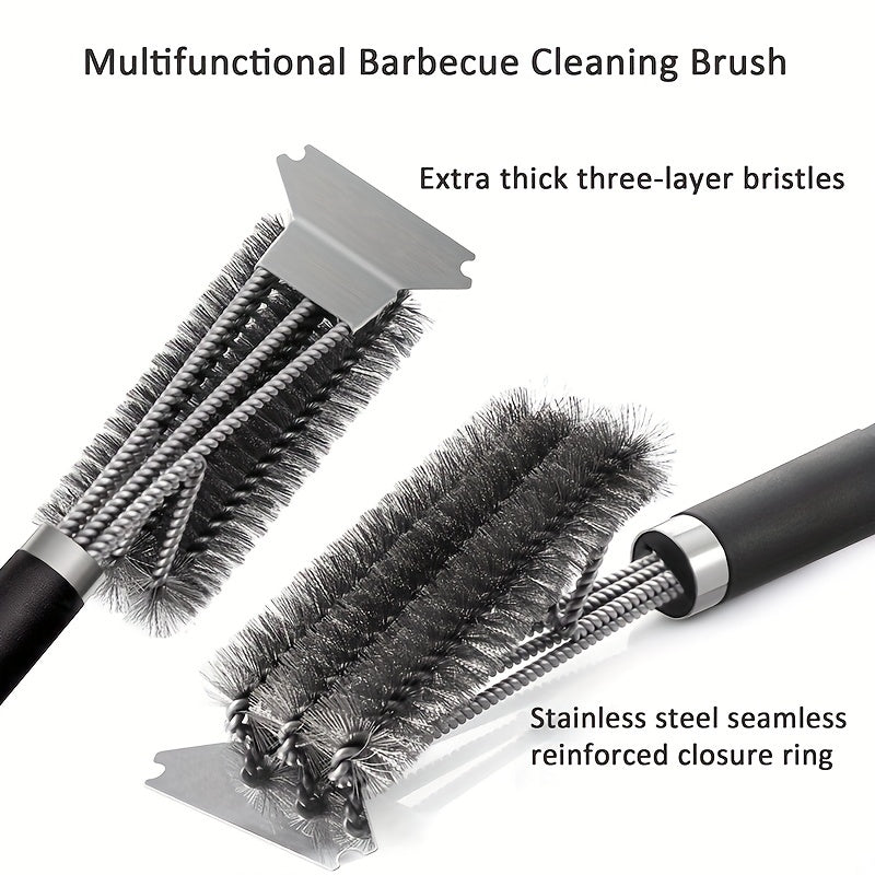Grill Brush And Scraper BBQ Cleaner Triple Scrubber Extra Strong Wire Bristles