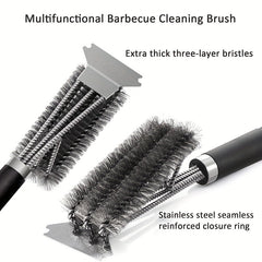 Grill Brush And Scraper BBQ Cleaner Triple Scrubber Extra Strong Wire Bristles