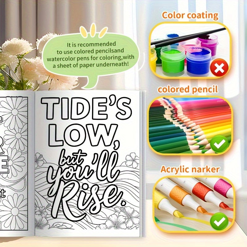 Mindful Phrases Adult Coloring Book: Stress Relief Designs