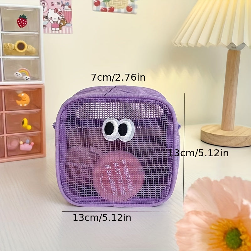 2pcs Cartoon Eyeball Makeup Bag Portable Organizer Women's Makeup Sundries