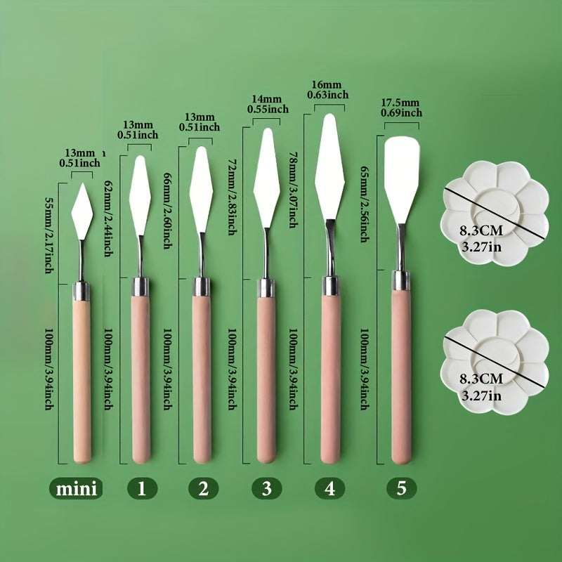 6 Scrapers 2 Palettes Art Scraper Tool Water Powder Palette
