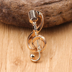 European American Retro Microphone Brooch Classic Note Microphone Jewelry