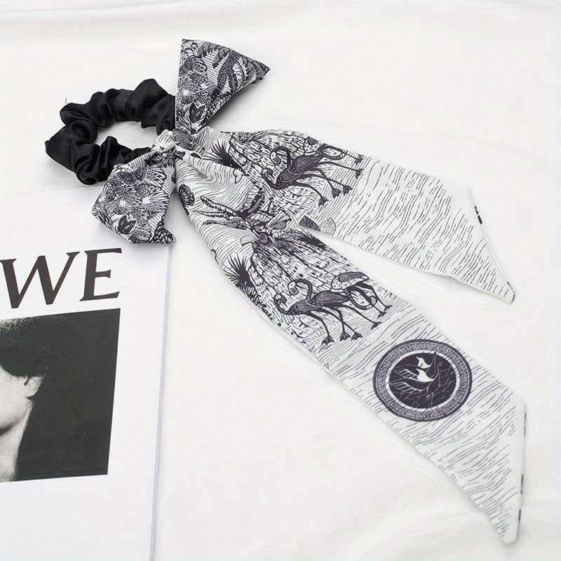 Polka Dot Silky Scarf Scrunchies Houndstooth Hair Tie