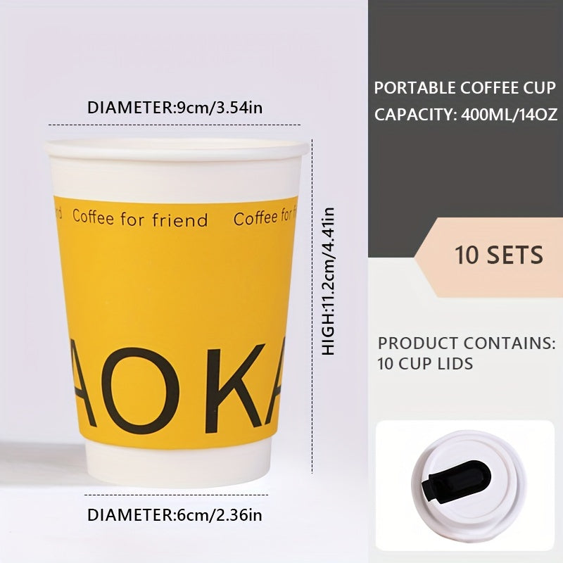10pcs Portable Coffee Cups With Lids Hot Coffee Sharing Cups