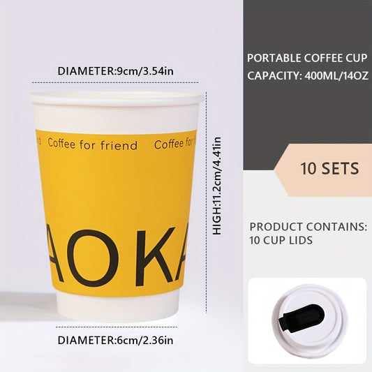 10pcs Portable Coffee Cups With Lids Hot Coffee Sharing Cups