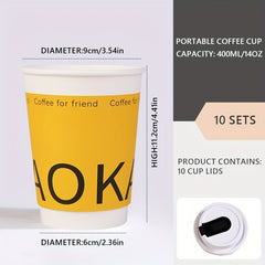 10pcs Portable Coffee Cups With Lids Hot Coffee Sharing Cups