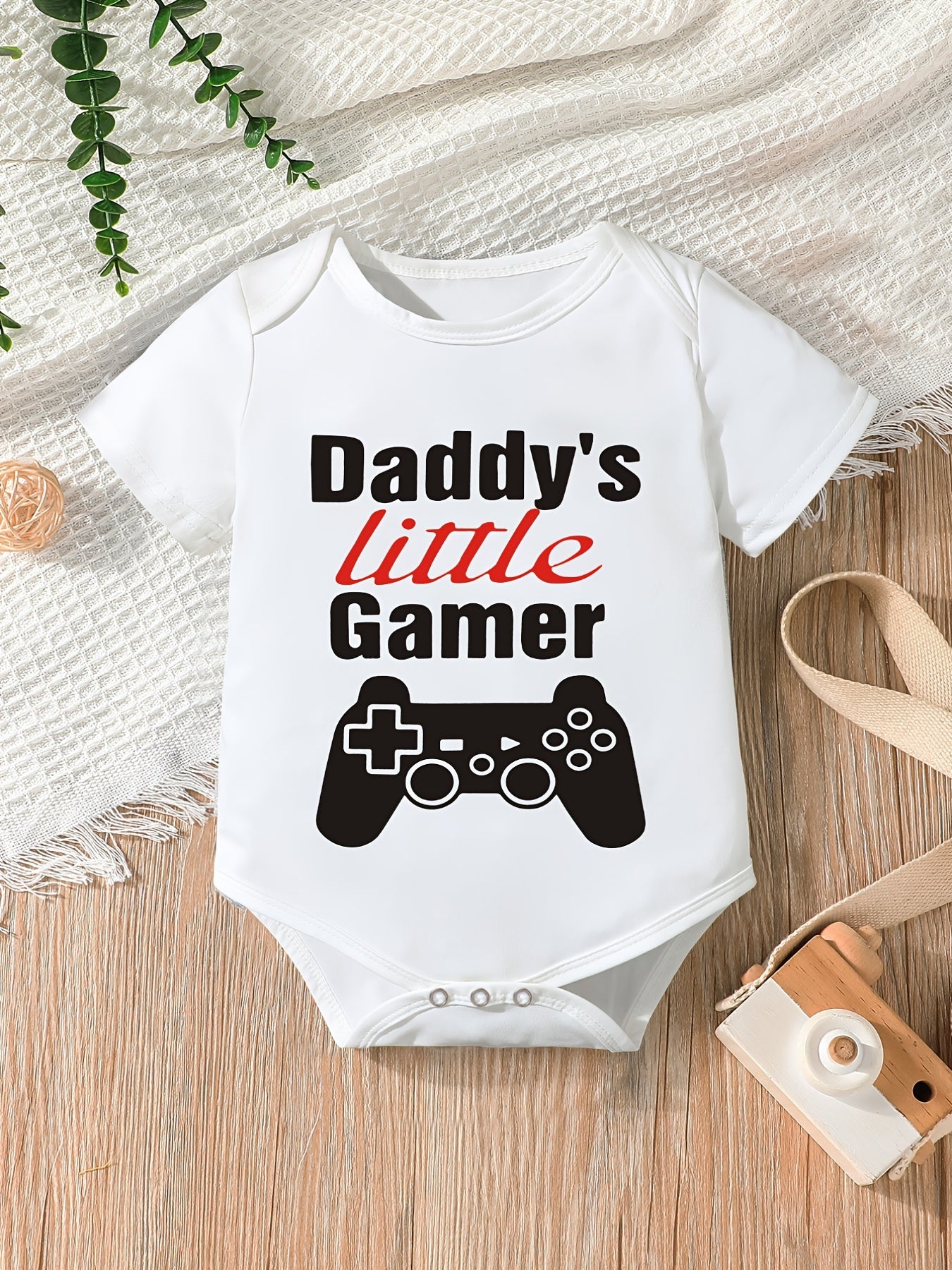 Baby Boys Casual Daddy s Little Gamer Short Sleeve Onesie Clothes