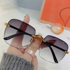 Square Rimless Sunglasses UV400 Sun Shades for Summer Beach Travel