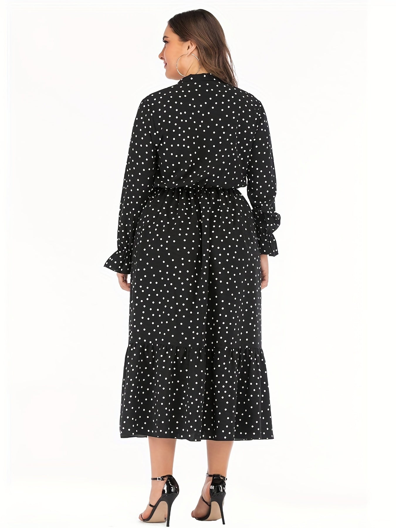  Polka Dot Bow Knot Front Smock Dress