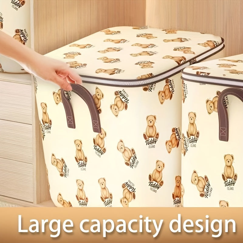 Bear Pattern Storage Box Zipper Clothes Organizer
