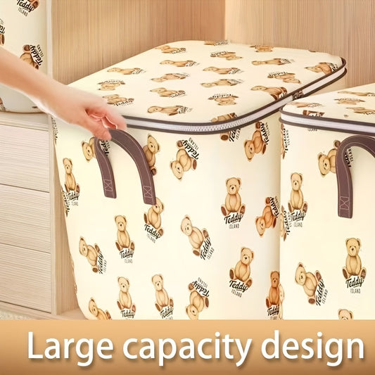 Bear Pattern Storage Box Zipper Clothes Organizer