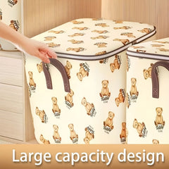 Bear Pattern Storage Box Zipper Clothes Organizer