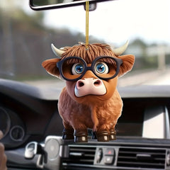 Highland Cow Car Pendant Christmas Tree Decoration Acrylic Flat Home Decoration