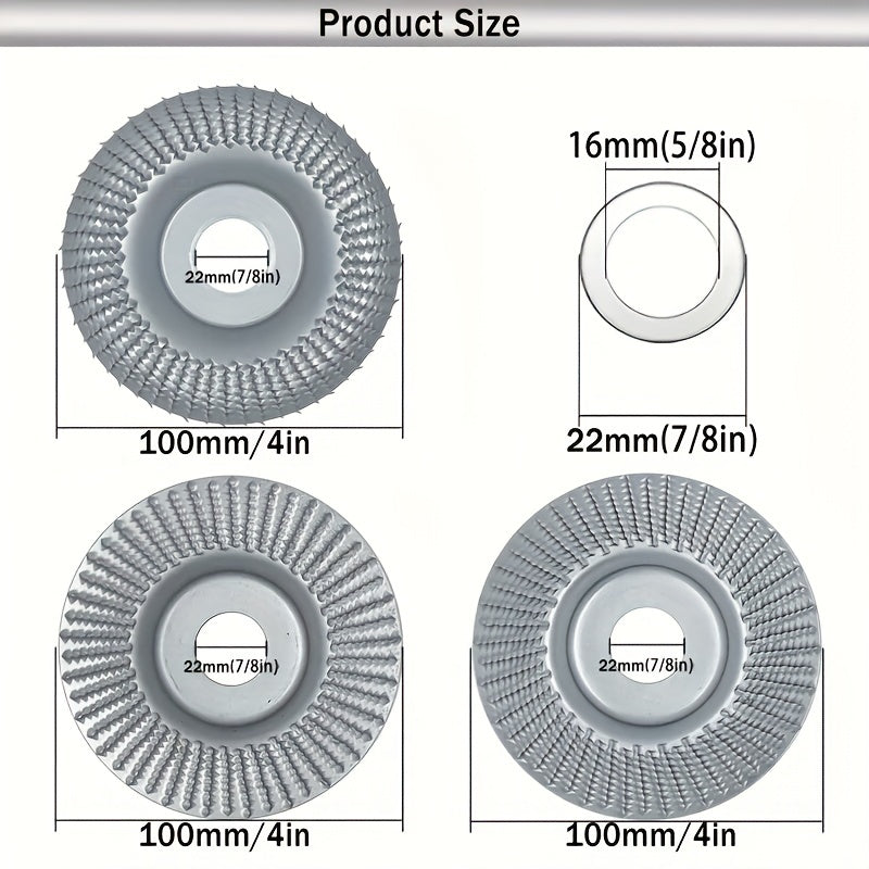 3pcs Silvery 100mm Grinding Discs Set