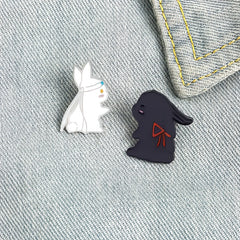 2pcs Cartoon And Rabbit Brooches Enamel Baking Varnish Rabbit Pin Collar