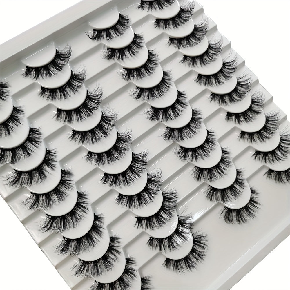 20 Pairs Faux Fluffy Curling False Lashes Pack
