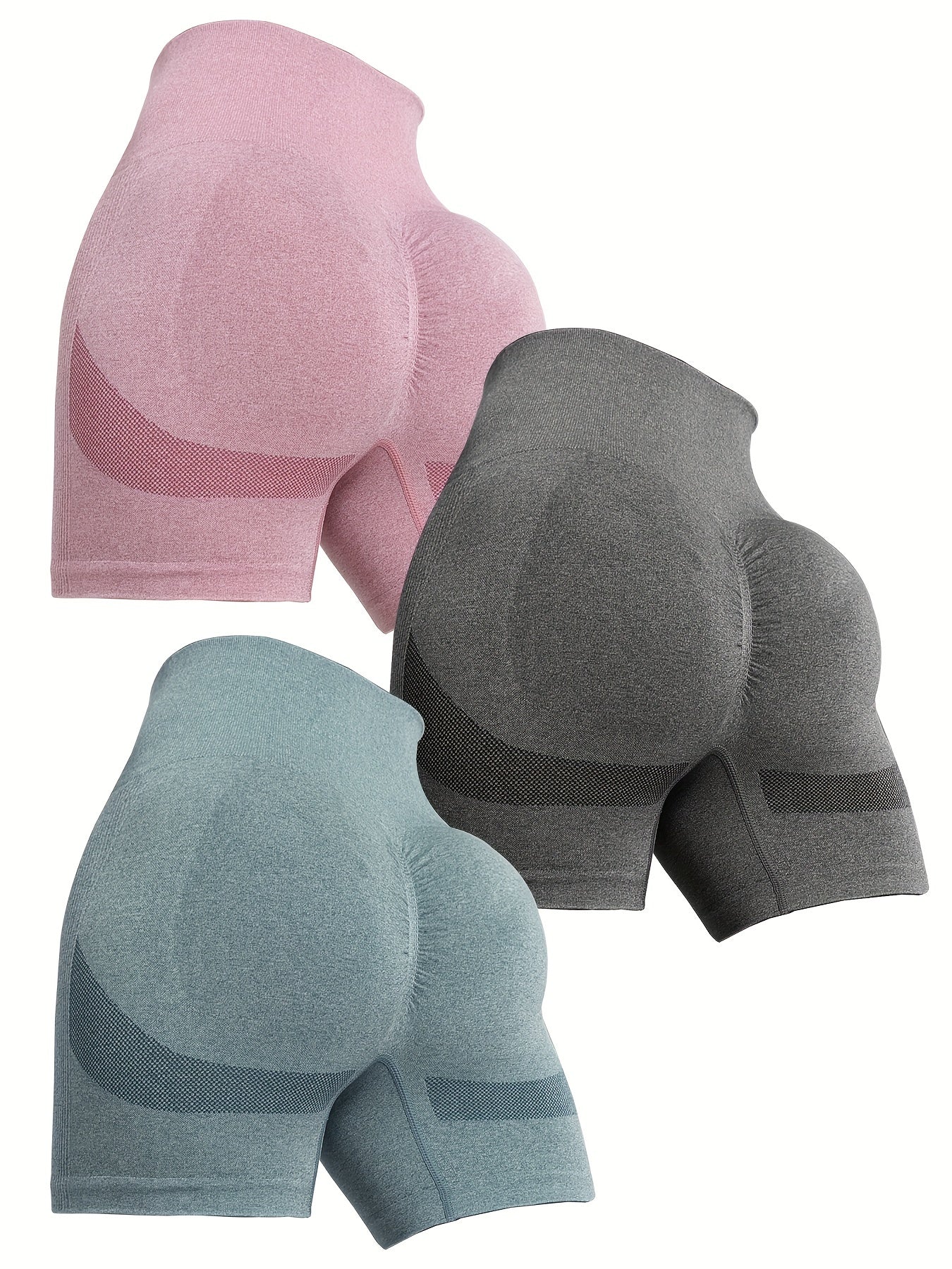 3pcs High Waist Seamless Sports Biker Shorts for Women