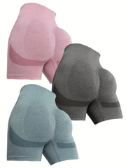 3pcs High Waist Seamless Sports Biker Shorts for Women