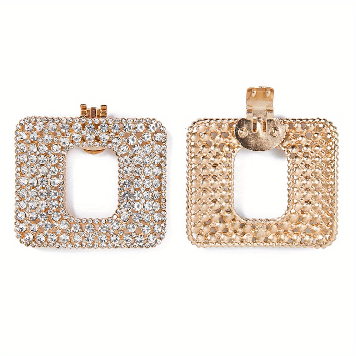 2pcs Square Rhinestones Shoe Clips - Wedding High Heels Decoration