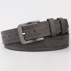 Men's Dark Grey PU Leather Belt with Pin Buckle