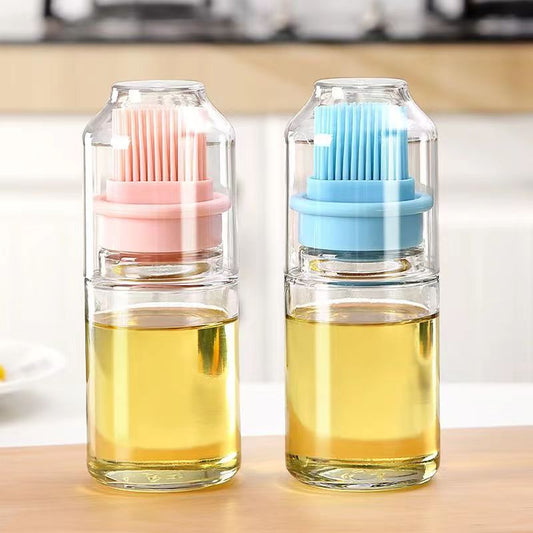 High Temp Silicone Brush w/ Bottle for Kitchen BBQ Pancakes