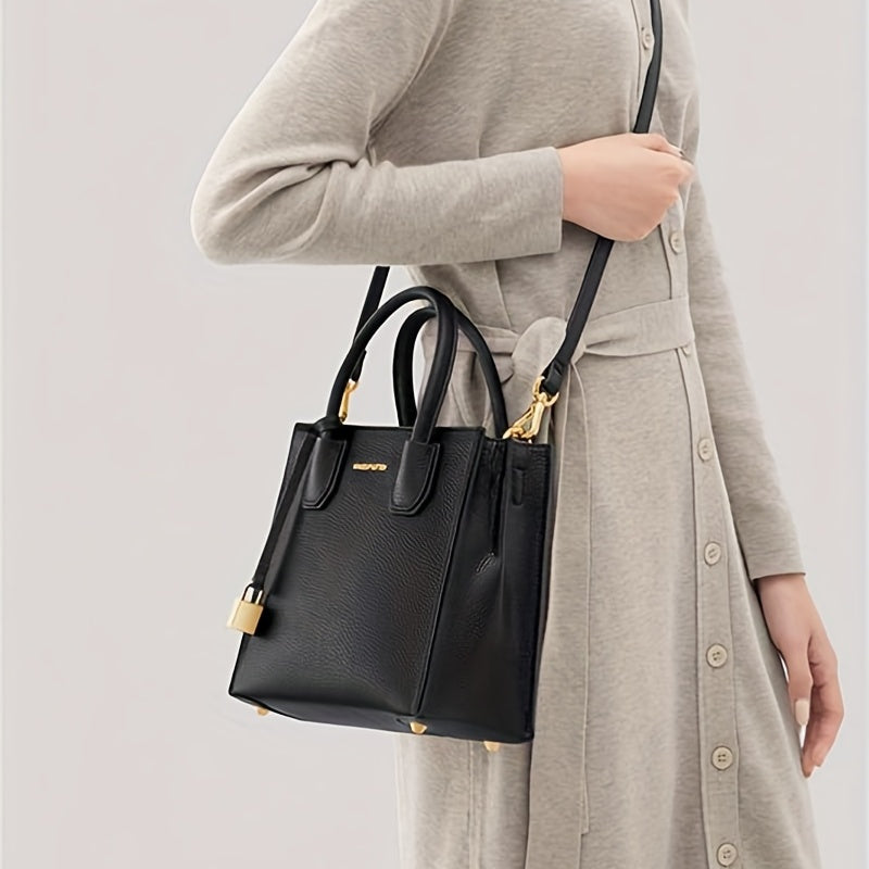 Letter Graphic Lock Crossbody Bag Top Handle Purse For Women