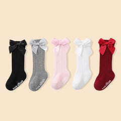 Baby Girls Knee High Socks Bow Ruffled Stockings Newborn Infant Toddlers
