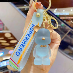 Acrylic Bear Keychain Transparent Frosted Bowknot Bear Keychain