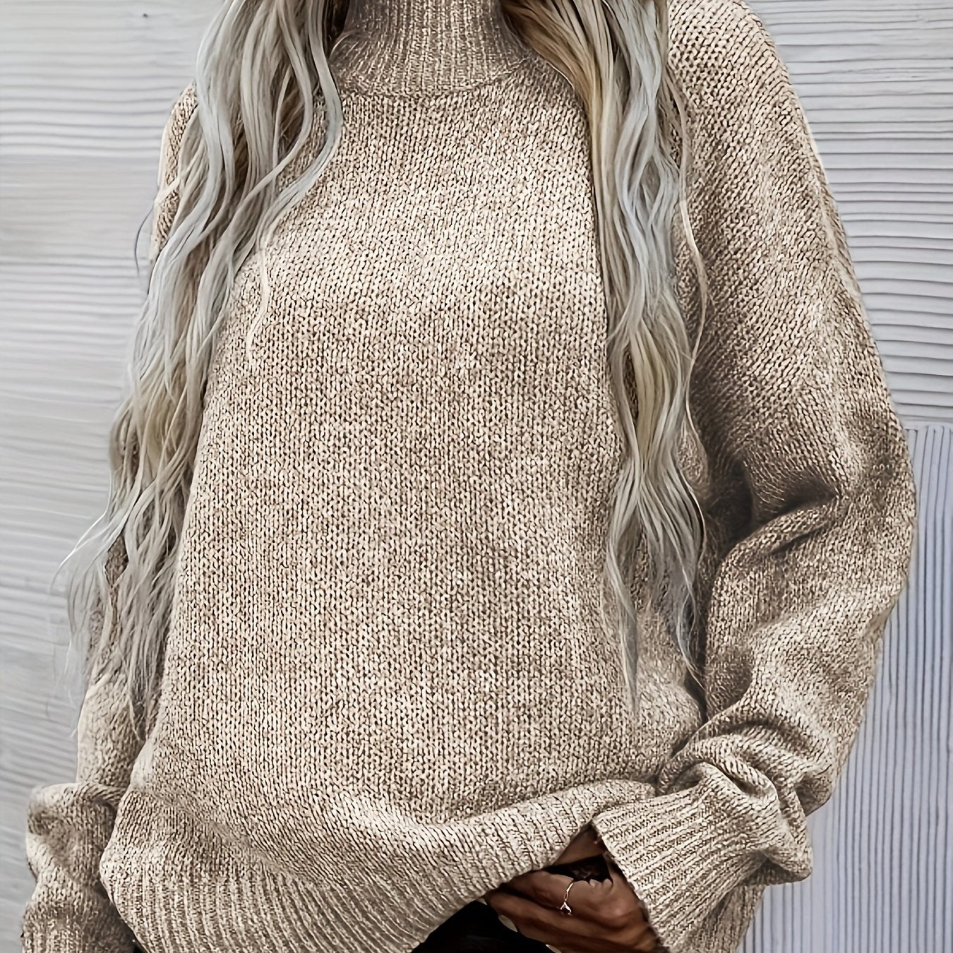  Solid Long Sleeve High Neck Jumper