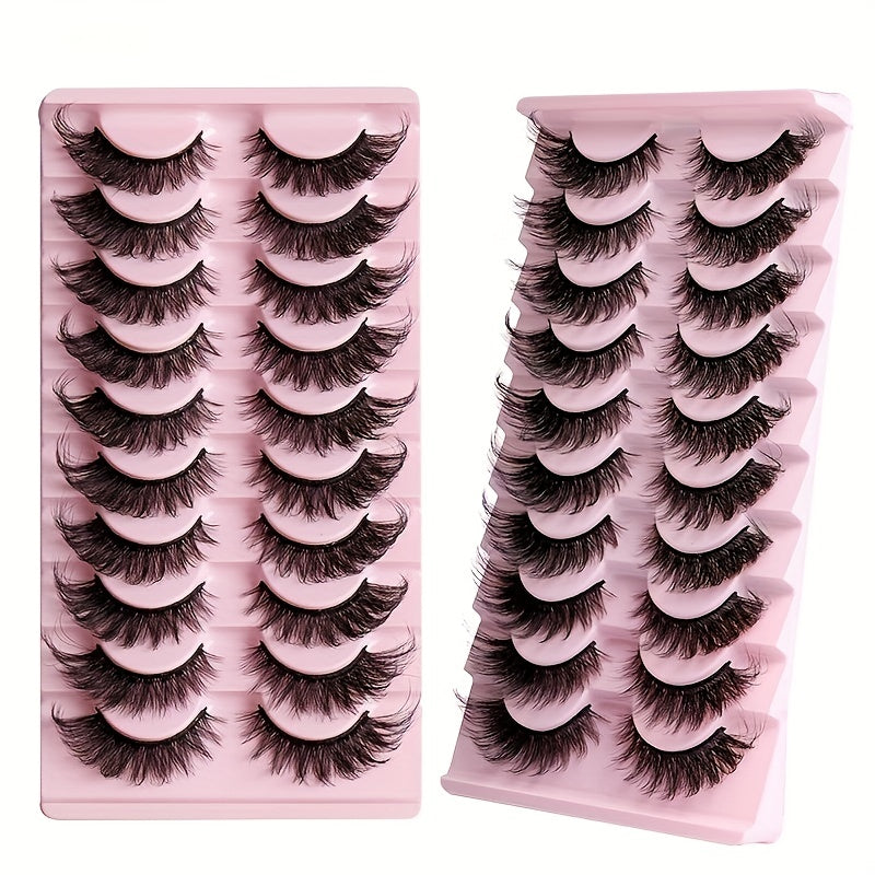 10 Pairs Fox Eye Lashes Layer Thick Volume Faux Mink Lashes 8D Cat Eye Lashes