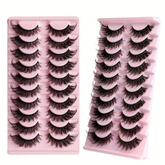 10 Pairs Fox Eye Lashes Layer Thick Volume Faux Mink Lashes 8D Cat Eye Lashes