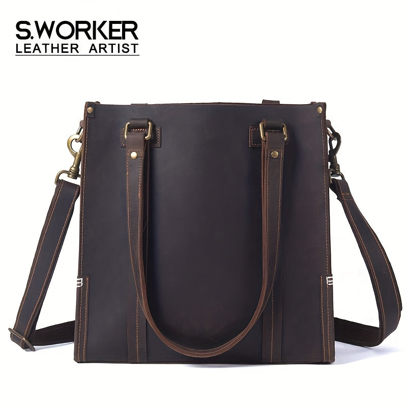 Genuine Leather Men's Tote Bag Shoulder Bag Briefcase