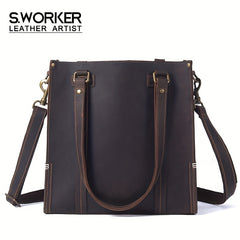 Genuine Leather Men's Tote Bag Shoulder Bag Briefcase