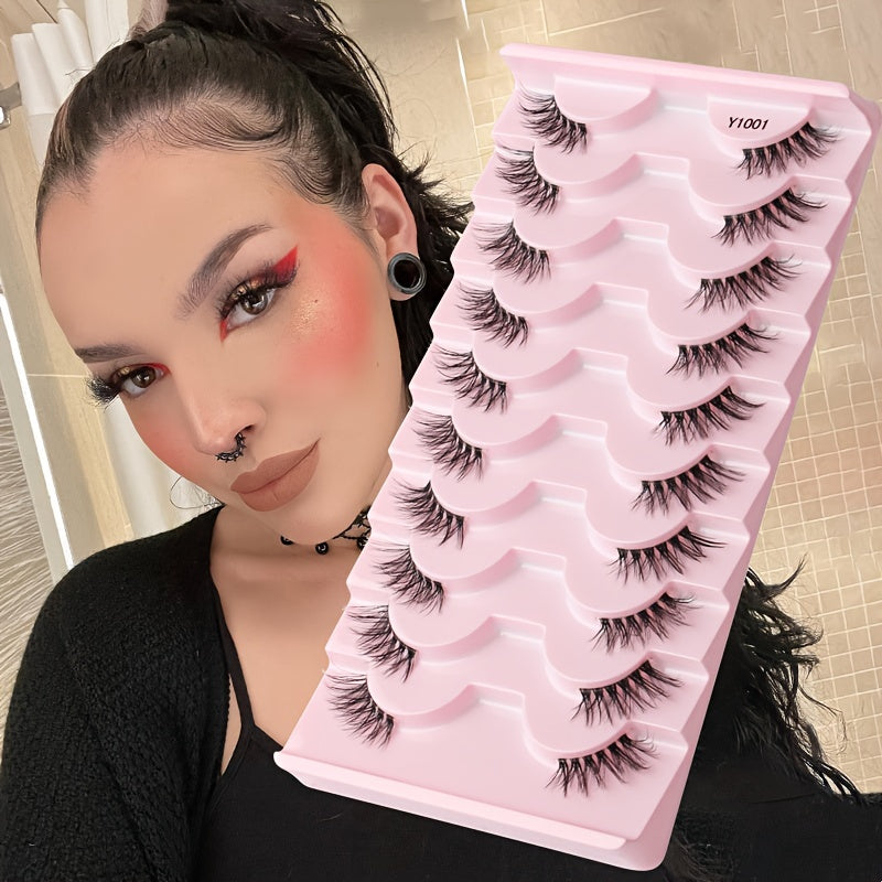 10 Pairs Half Lashes Clear Band Eye Elongated Eyelashes Natural Volume Thick