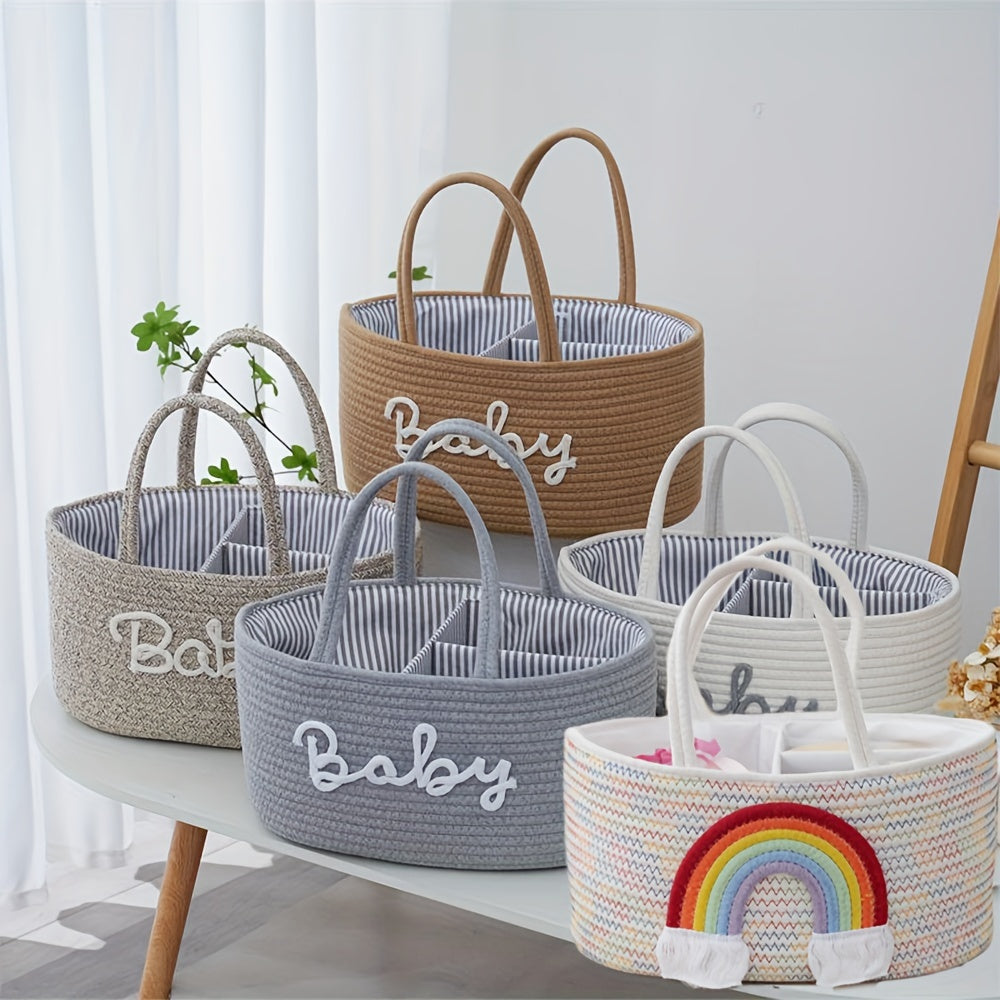 Stylish Woven Storage Basket Diaper Bag Organizer