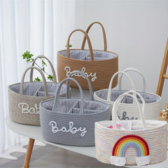 Stylish Woven Storage Basket Diaper Bag Organizer